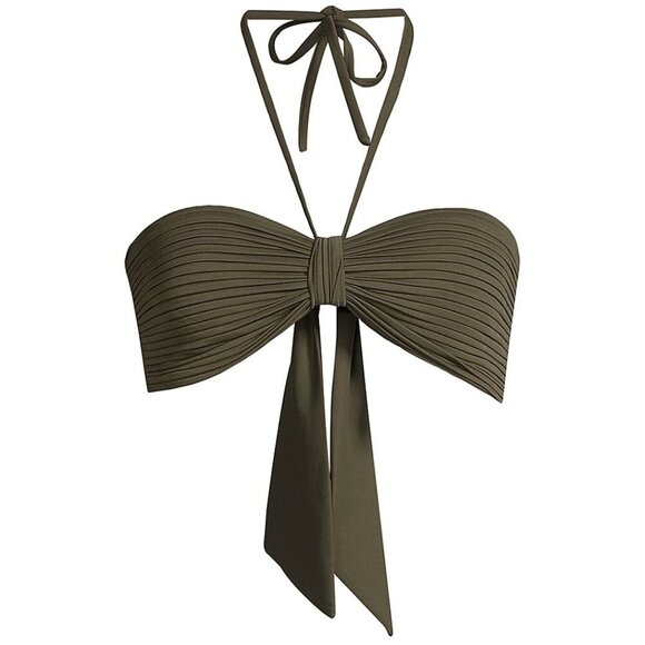 JUAN DE DIOS Tortuga Halter Strap Cinched Bandeau Bikini Top Size XL Green - Picture 4 of 4